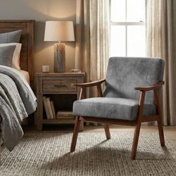 Homy Casa Aden Living Room Mid-Century Accent Chairs in Grey Fabric Open Box