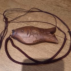 Hand Carved Wooden Fish Pendent Necklace Bohemian Asian Style