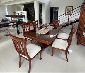 Wooden Dining Table Set with 6 Chairs