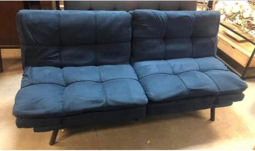 New Memory Foam Futon, Blue Suede
