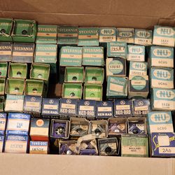 Box of 59 Antique Vintage Vacuum tubes