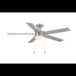 Hampton Bay Caltris 52" Integrated LED Indoor/Outdoor Brushed Nickel Ceiling Fan