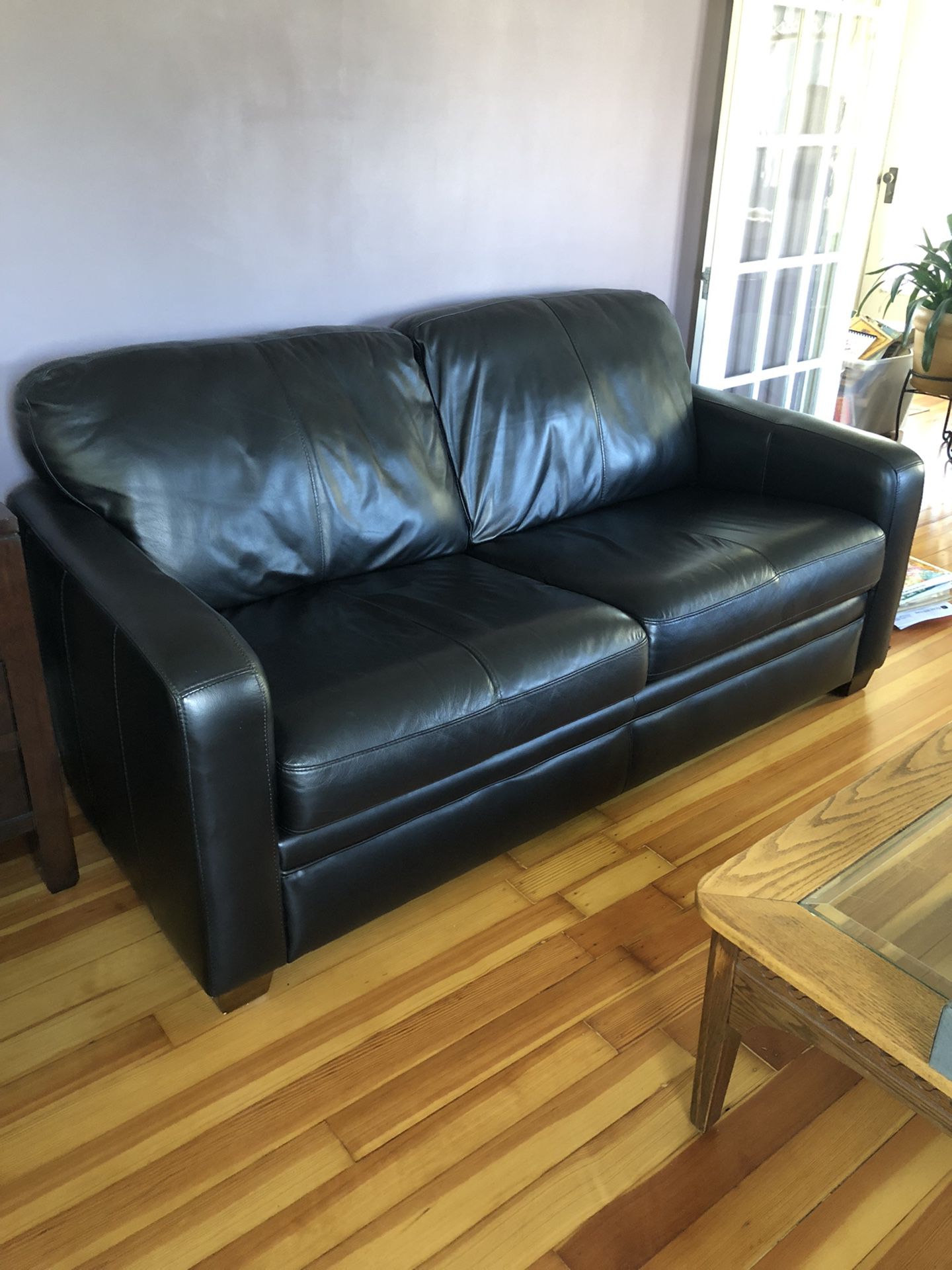 Black Leather Full-size Sleep Sofa