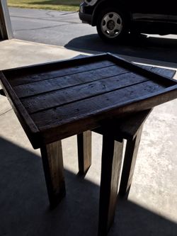 Wood serving table