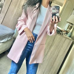 H&M light pink extended blazer