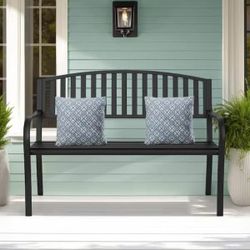 Steel Outdoor Patio Bench 34.3”H*50”W*23.6”D