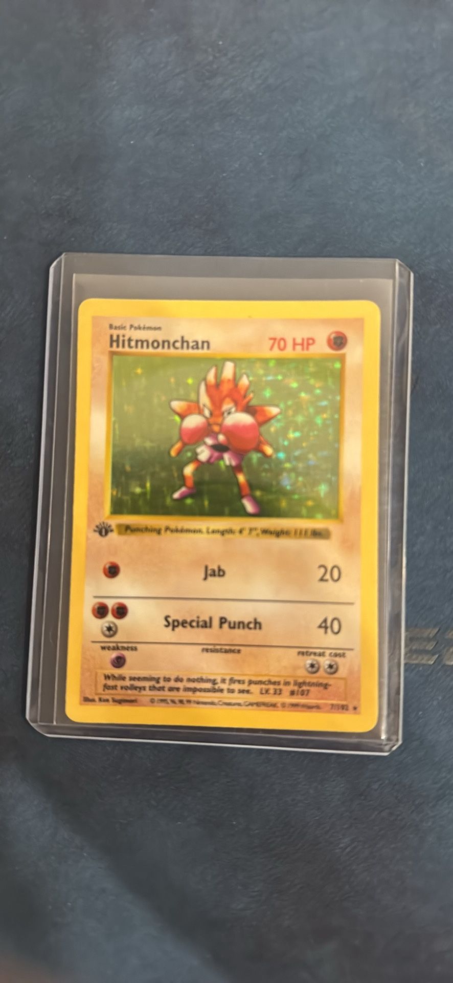 Hitmonchan 1st edition Shadowless Pokemon Card