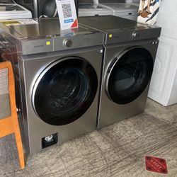 Samsung Bespoke Front Load Washer And Electric Dryer 
