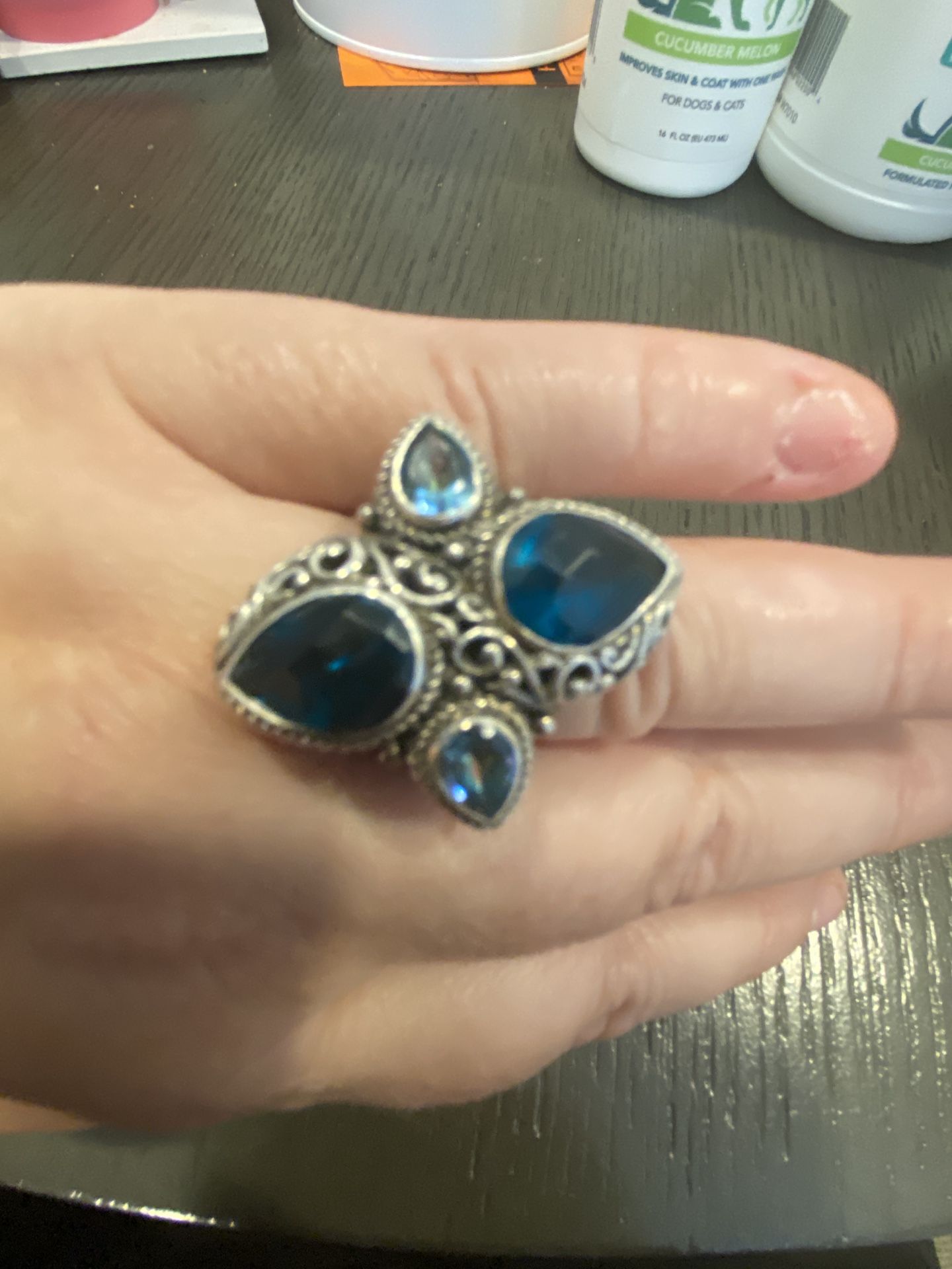 Sterling Silver Ring With Blue Topaz And Baby Blue Topaz