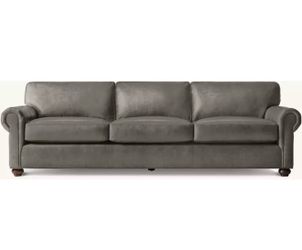 Restoration Hardware Lancaster, Italian Berkshire pewter grey leather sofa