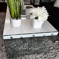 Coffee Table, Tempered Glass, Glossy White