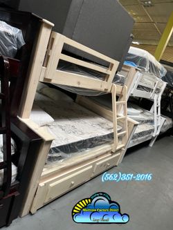 Twin over full bunk bed whitewash litera cama con colchones nuevos