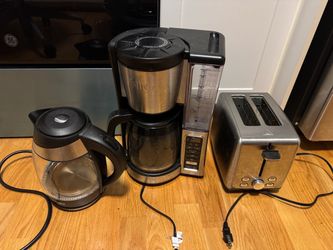 kettle, coffee maker and toaster, all for $20