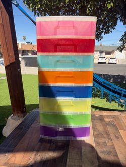 Really Useful Box Slimline 3.5L Storage Tower Transparent Rainbow Drawer