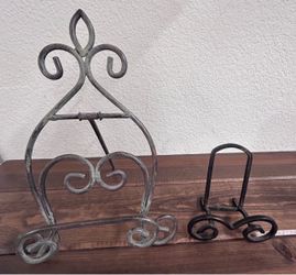 Wrought Iron Plate Stands Set of 2