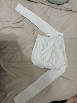 White Off Shoulder Long Sleeve Top Size Medium with lace