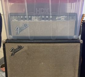 1966 Blackface Fender Bassman W/ 2x15 speaker cabinet.