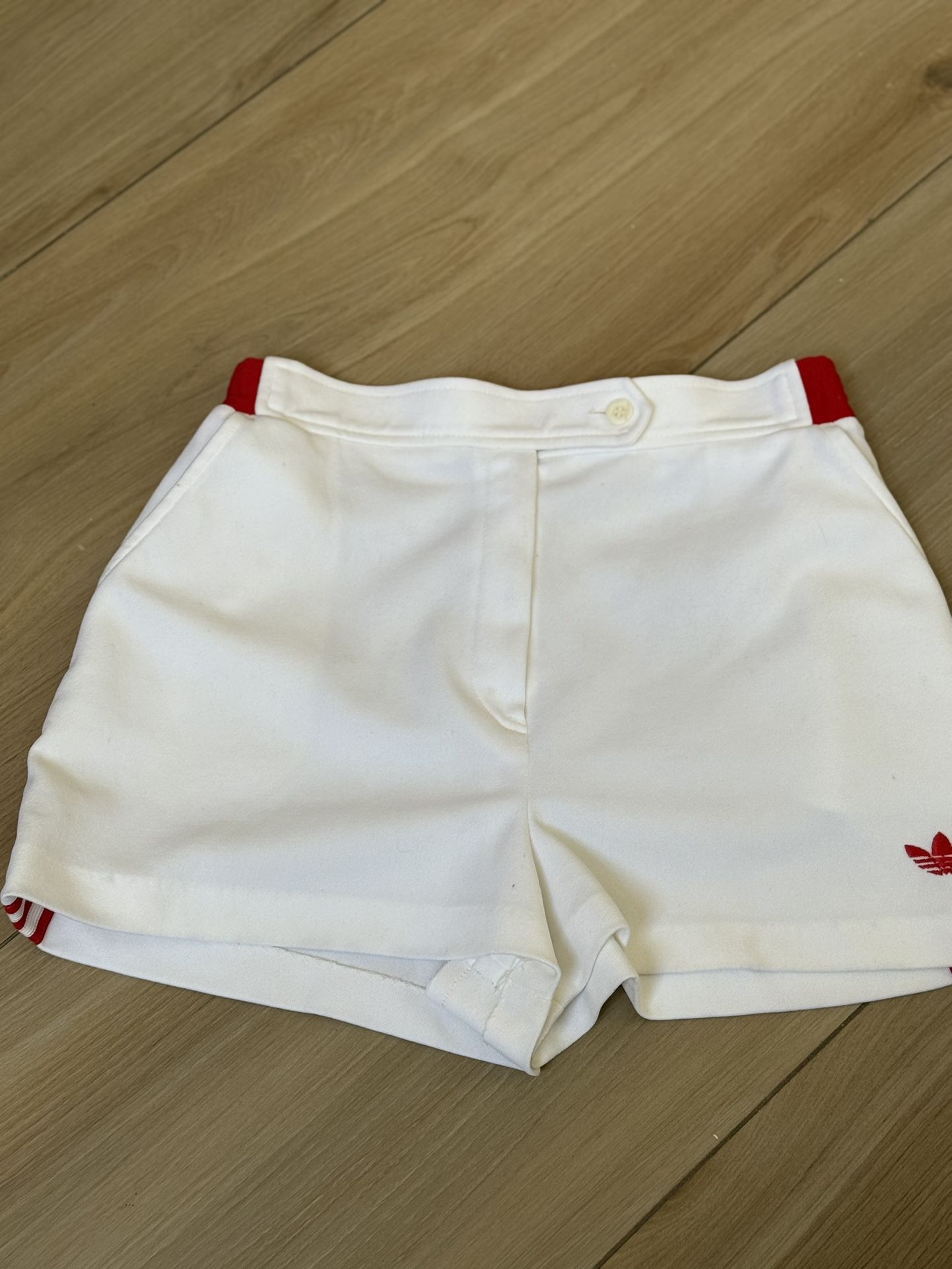 White and red stripe vintage Adidas shorts