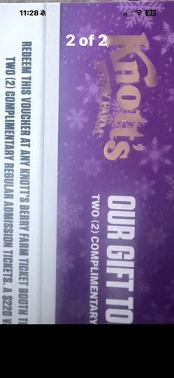 Knotts Berry Farm Tickets Each Vouches Has 2 Tickets