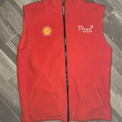 Men`s Shell Fleece Vest Red Polyester Size Large 