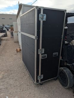 $150 road case large wardrobe type, front opening door
