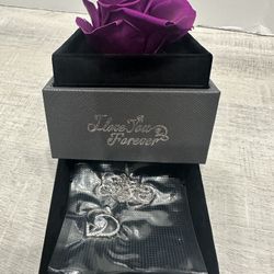 WILDLOVE Preserved Real Purple Rose with Heart Necklace, Forever Flowers Gift...