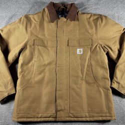 Carhartt Duck Traditional Coat Arctic Quilt Lined Brown C03 Chore Barn Large 