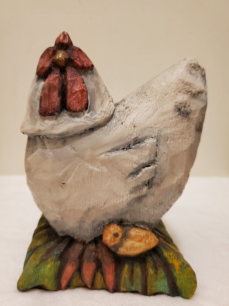 Carved Wood Resin Chicken By SILVESTRI