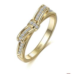 Sterling Silver Bow Design Cubic Zirconia Ring