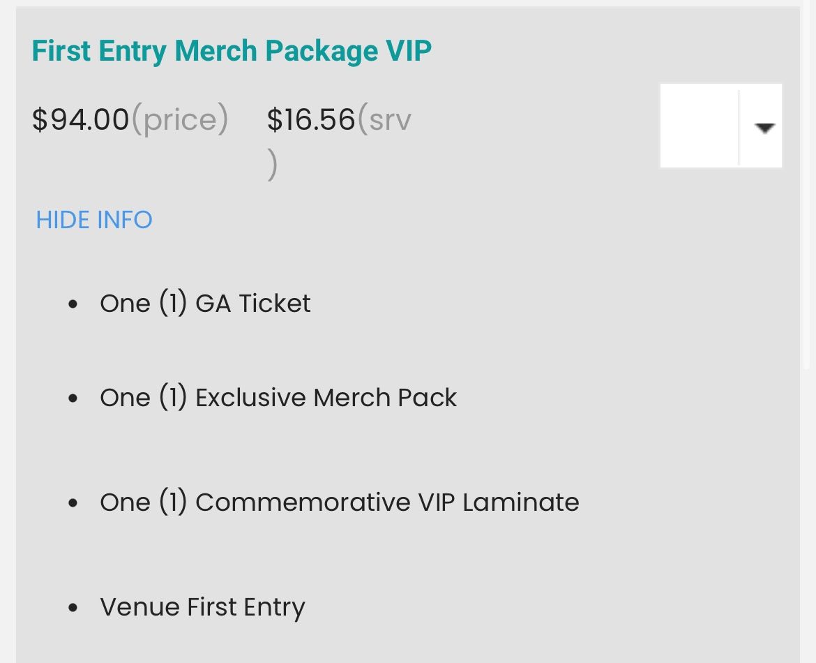 Chicago VIP Merch Package Babytron Ticket