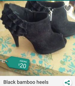 Black bamboo heels