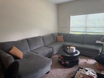 Grey Fabric Couch by Luke Leather