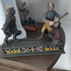 Antique Baseball Themed Coin Bank