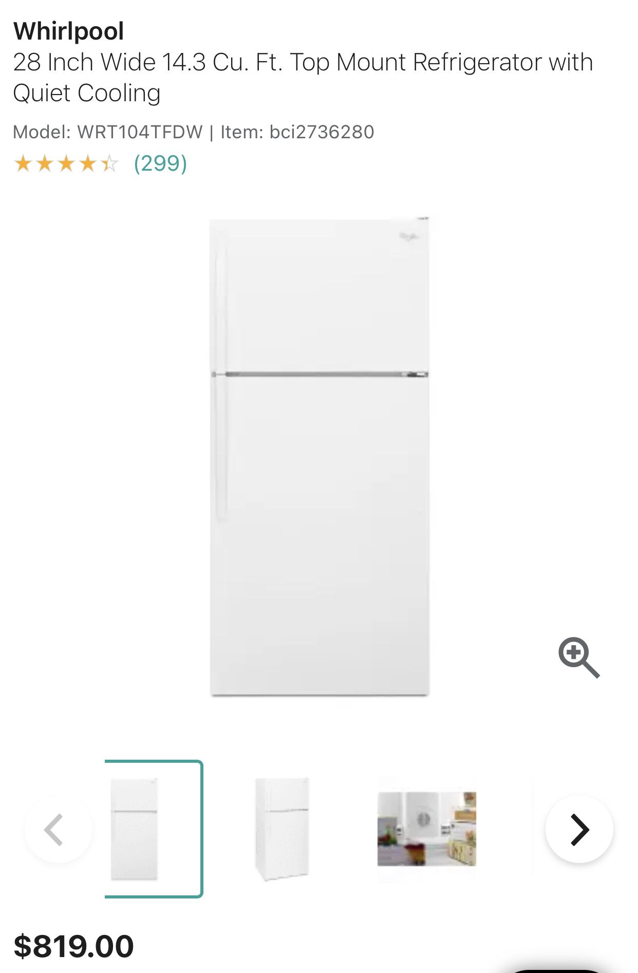 Whirlpool Refrigerator Like New ! Very Clean