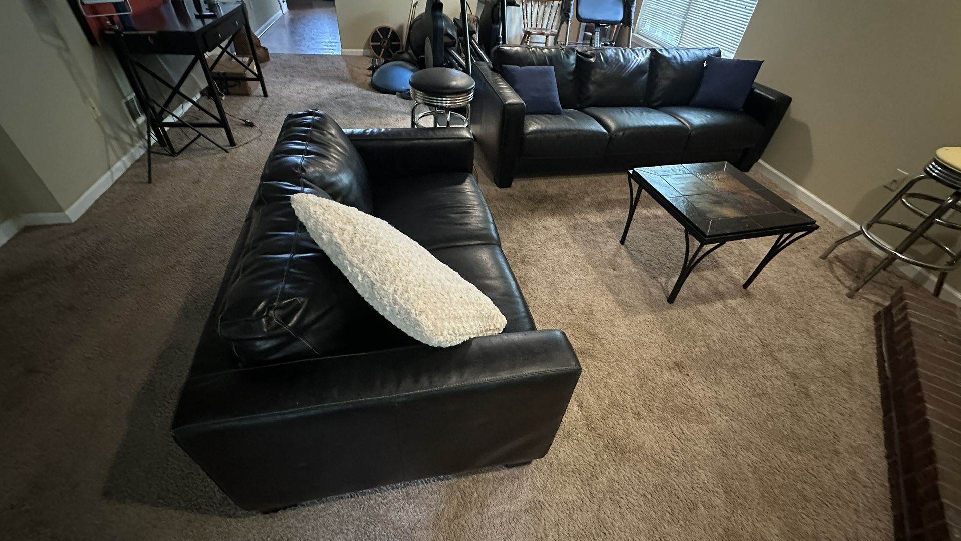Italian leather sofa and loveseat