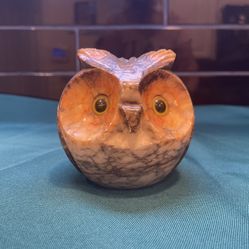 Vintage Hand Carved Alabaster Owl 