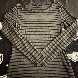 grey and black stripped long sleeve 