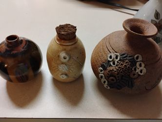 3 Piece Pottery (1 piece Of Carma Pottery 1988) and Porcelain Jars