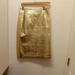 Cedars Vintage Gold Leather Skirt Size Small