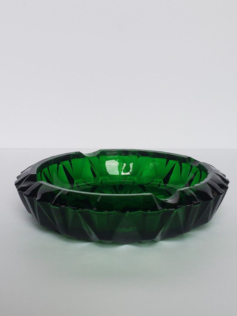 ASHTRAY luminarc model prism emerald green Vintage