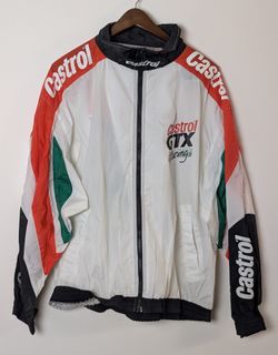 Vintage Castrol GTX Racing Windbreaker Jacket XL Red White Green Black