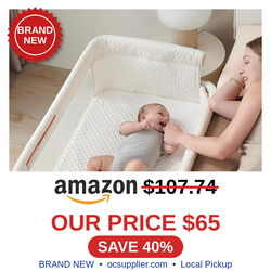 Bassinet Bedside Sleeper, Bedside Sleeper with 4 Auto-Lock & Adjustable Height