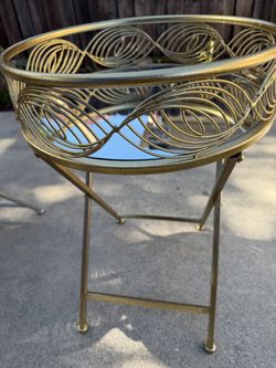Set Of 4 Side Table 2 Gold And 2 Silver 