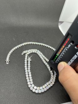 5mm Moissanite Tennis Braclet And Chain