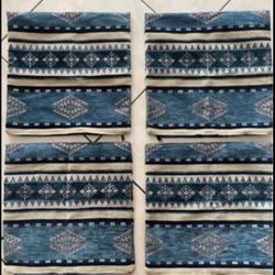 Custom Aztec Pillow & Ottoman Cover Set - Handmade, Sturdy, Washable - Blue