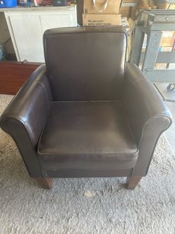 Dark Brown Faux Leather Club Chair – 36” Tall × 30” Wide