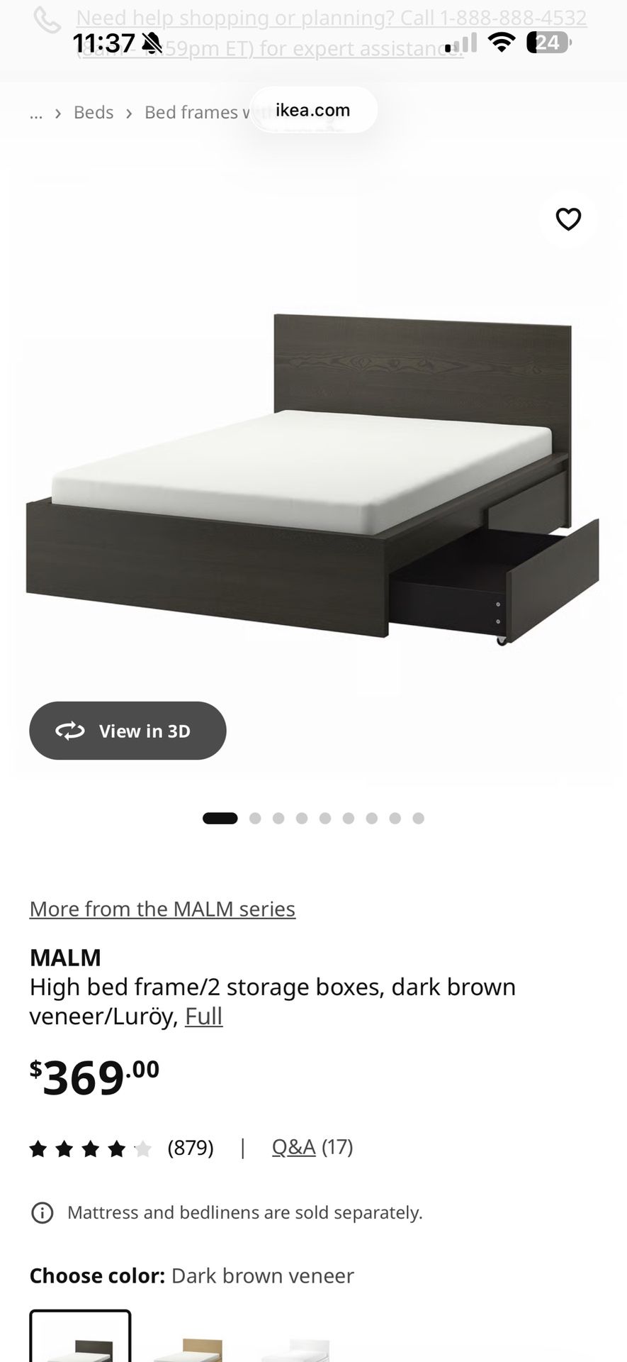 IKEA MALM Queen Bed Frame with 2 storage drawers