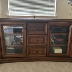 vintage solid wood entertainment center 