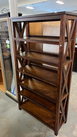 (In store) Farmhouse style dark brown bookcase