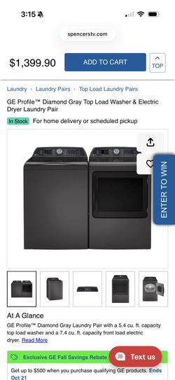 GE Profile Washer and Electric Dryer